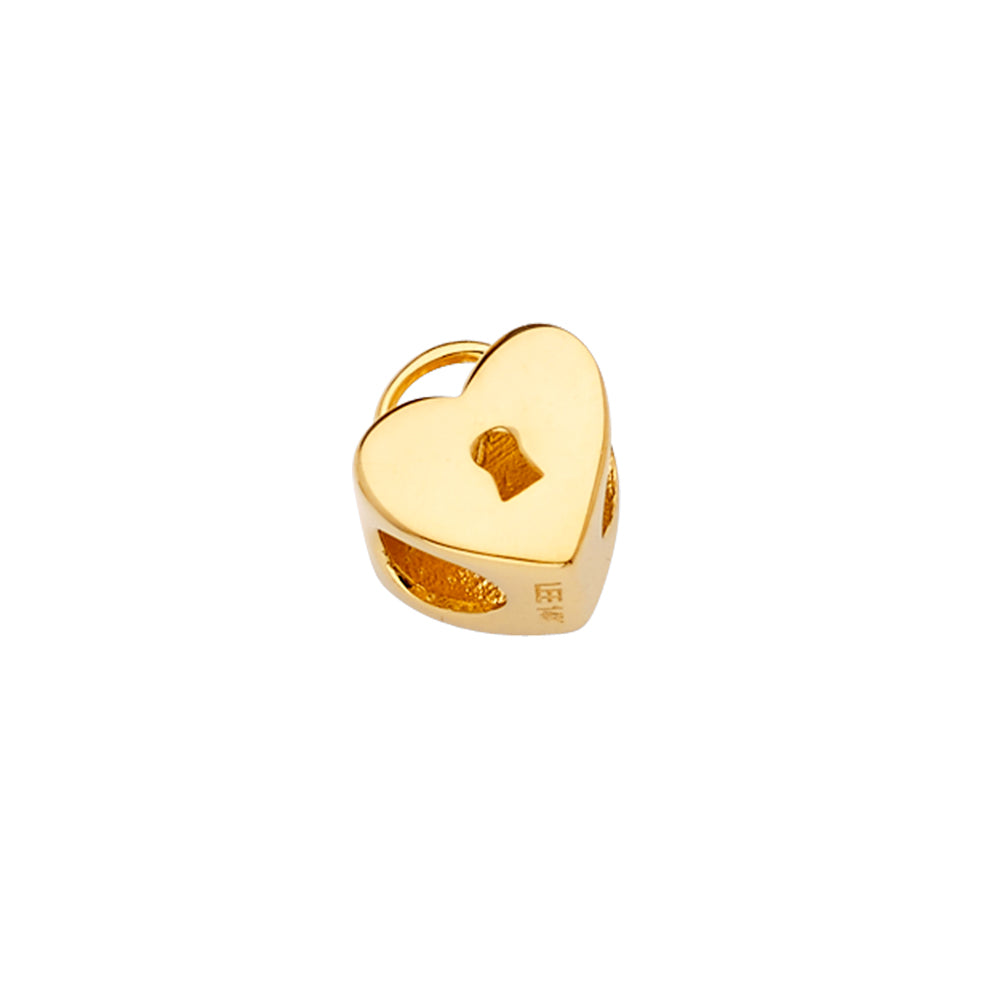 14K Yellow Heart Lock Slider for Mix and Match Bracelet