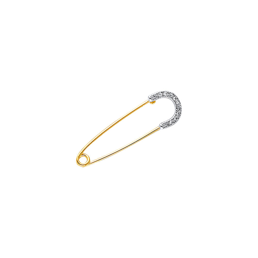 14K Yellow Gold With CZ Pins