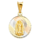 14K Tri Color 15mm DC Guadlupe Stamp Religious Pendant