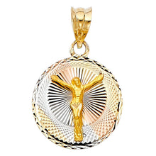Load image into Gallery viewer, 14K Tri Color 15mm DC Jesus Stamp Religious Pendant - silverdepot
