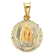 Load image into Gallery viewer, 14K Tri Color 15mm DC Guadlupe Stamp Religious Pendant - silverdepot