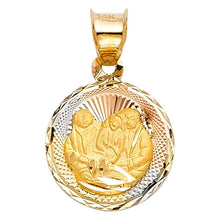 Load image into Gallery viewer, 14K Tri Color 12mm DC Stamp Baptism Religious Pendant - silverdepot