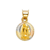 14K Tri Color 10mm DC Guadlupe Stamp Religious Pendant