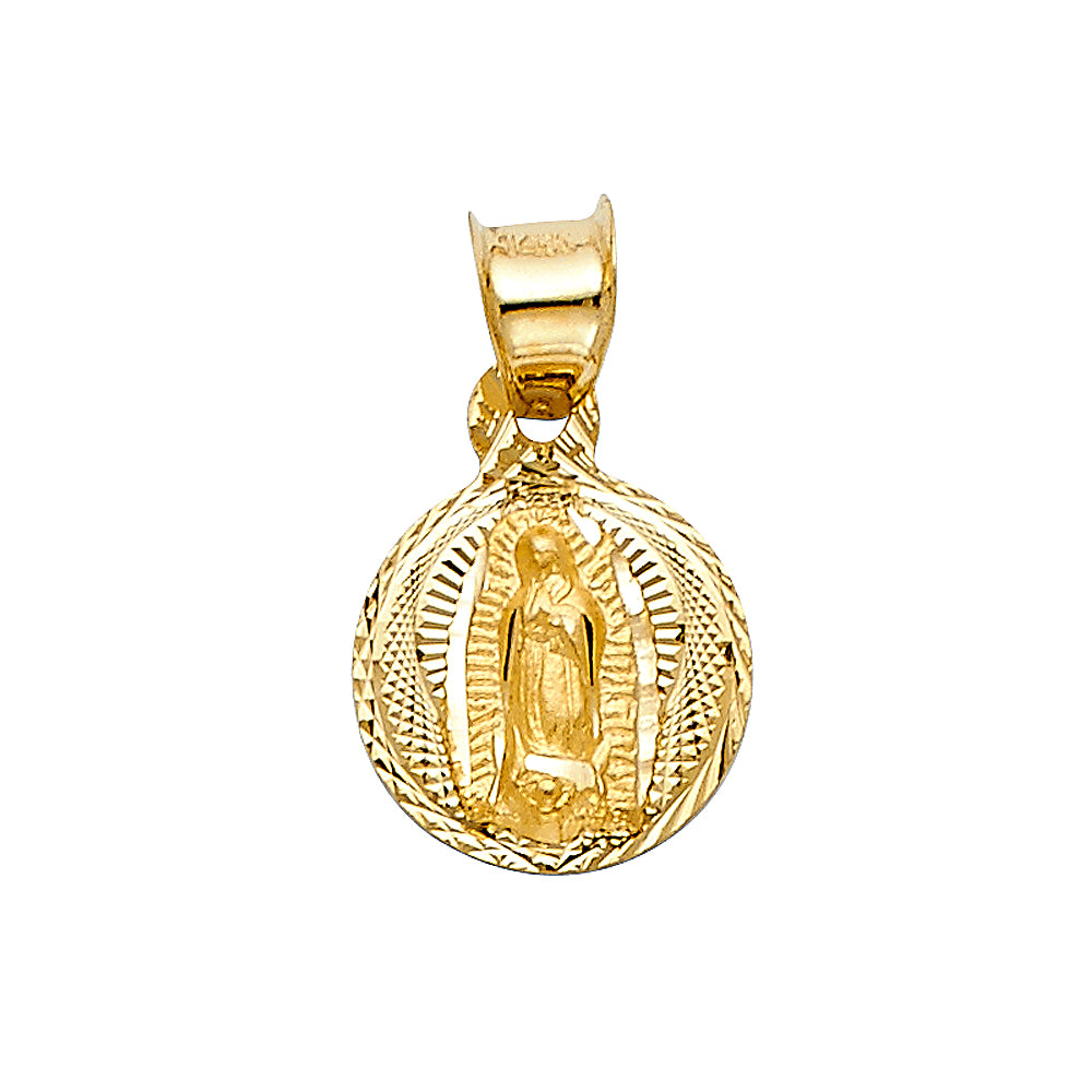 14K Yellow Gold 10mm DC Guadlupe Stamp Religious Pendant