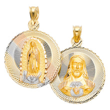Load image into Gallery viewer, 14K Tri Color 27mm DC Double Side Stamp Religious Pendant