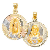 14K Tri Color 27mm DC Double Side Stamp Religious Pendant
