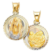 Load image into Gallery viewer, 14K Tri Color 12mm DC Double Side Stamp Religious Pendant - silverdepot