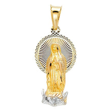 Load image into Gallery viewer, 14K Tri Color 13mm DC Guadlupe Stamp Religious Pendant - silverdepot