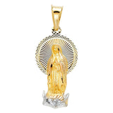 14K Tri Color 13mm DC Guadlupe Stamp Religious Pendant