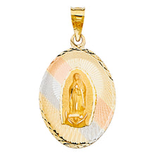 Load image into Gallery viewer, 14K Tri Color 22mm DC Guadlupe Stamp Religious Pendant