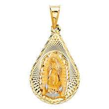 Load image into Gallery viewer, 14K Tri Color 18mm DC Guadlupe Stamp Religious Pendant - silverdepot