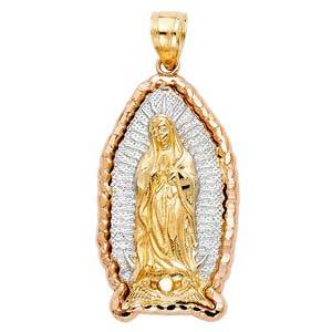 14k Two Tone Gold 10mm Religious Guadalupe Pendant
