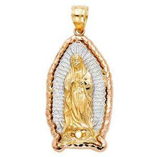 Load image into Gallery viewer, 14k Two Tone Gold 10mm Religious Guadalupe Pendant