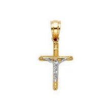 Load image into Gallery viewer, 14K Gold 10mm Two Tone Jesus Crucifix Cross Religious Pendant - silverdepot