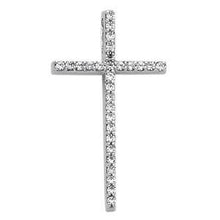 Load image into Gallery viewer, 14k White Gold 18mm Cross CZ Religious Crucifix Pendant