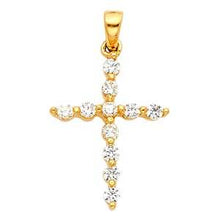 Load image into Gallery viewer, 14k White Gold 14mm Cross CZ Religious Crucifix Pendant