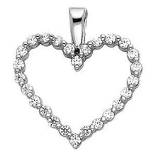 Load image into Gallery viewer, 14K White Gold 18mm CZ Open Heart Pendant