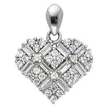 Load image into Gallery viewer, 14K White Gold 15mm Hearts CZ Pendant
