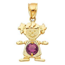 Load image into Gallery viewer, 14k Yellow Gold 12mm June Birthstone CZ Girl Pendant