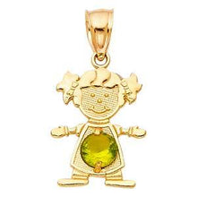 Load image into Gallery viewer, 14k Yellow Gold 12mm August Birthstone CZ Girl Pendant