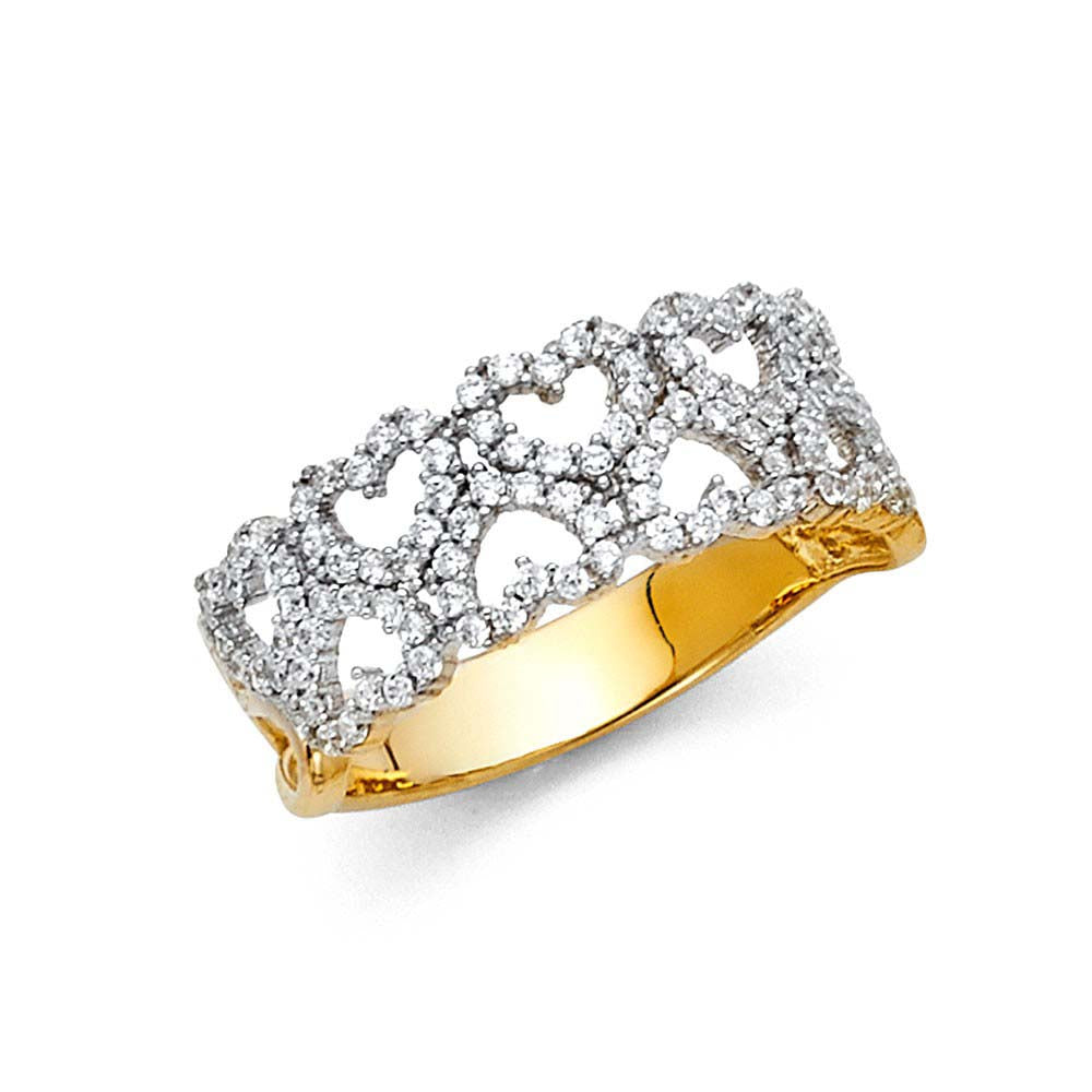 14K Yellow Gold 8mm Clear CZ Fancy Ring