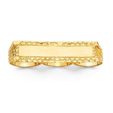 14K Yellow Gold 15mm 3 Finger Men's Ring