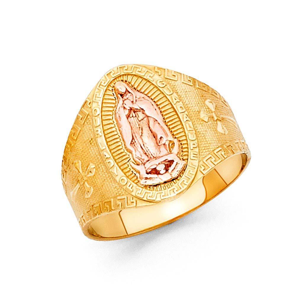 14K Two Tone 15mm Our Lady of Guadalupe Ring - silverdepot