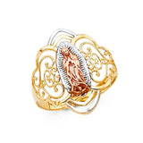 14K Tri Color 20mm Our Lady of Guadalupe Ring