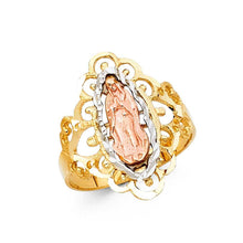 Load image into Gallery viewer, 14K Tri Color 20mm Our Lady of Guadalupe Ring - silverdepot