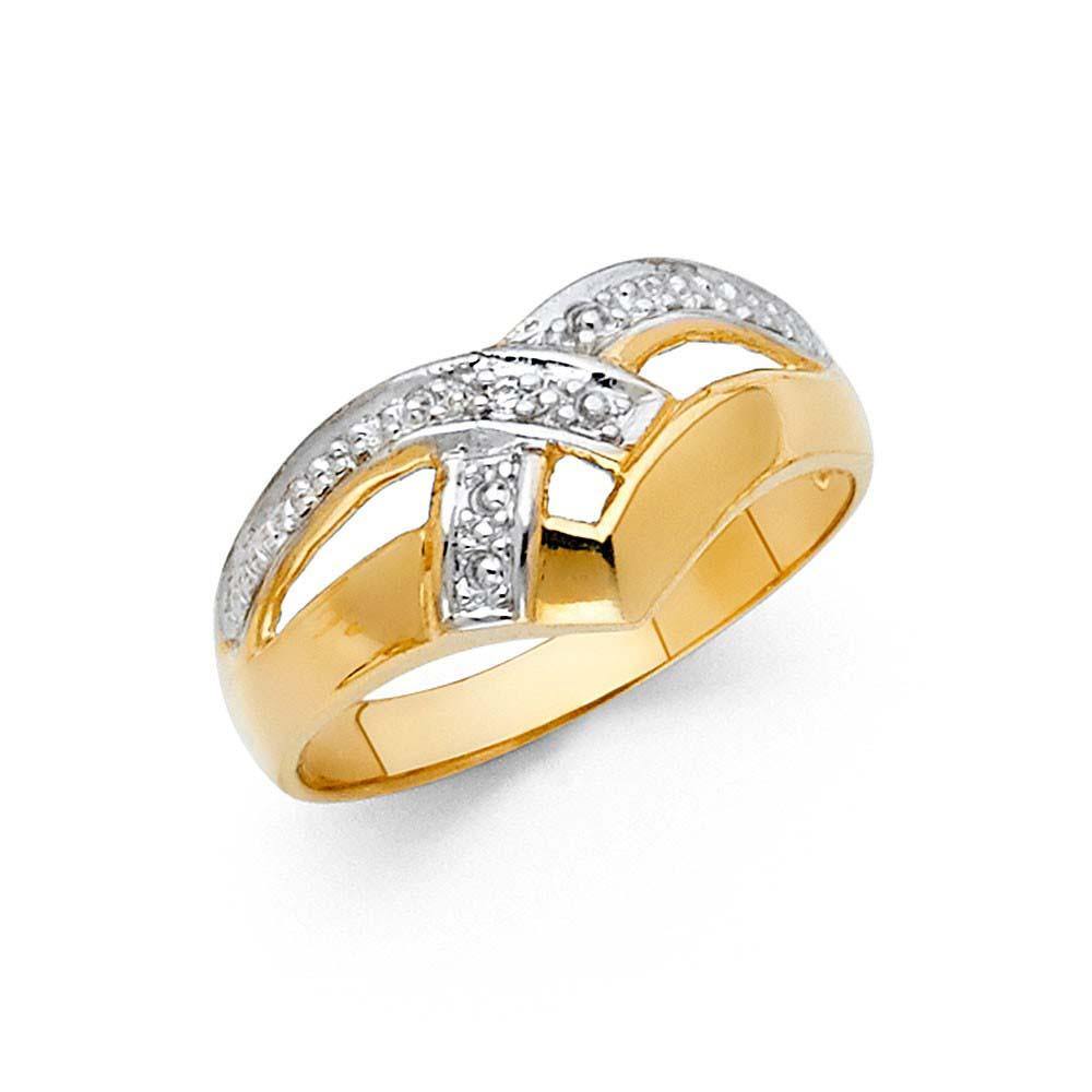 14K Two Tone 10mm Assorted Fancy Ring - silverdepot