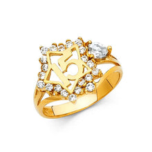 Load image into Gallery viewer, 14K Yellow Gold 15mm 15 Years Clear CZ Star Ring - silverdepot