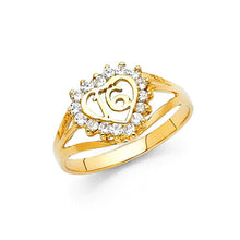 Load image into Gallery viewer, 14K Yellow Gold 10mm 16 Years Clear CZ Ring - silverdepot