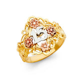14K Tri Color 17mm 15 Years Ring