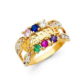 14K Two Tone CZ Rings and Mother Semanario Ring