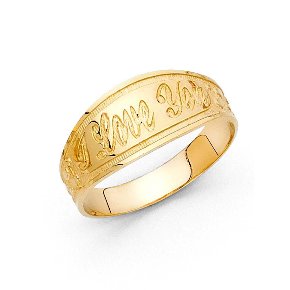 14K Yellow Gold 8mm Assorted I Love You Ring - silverdepot