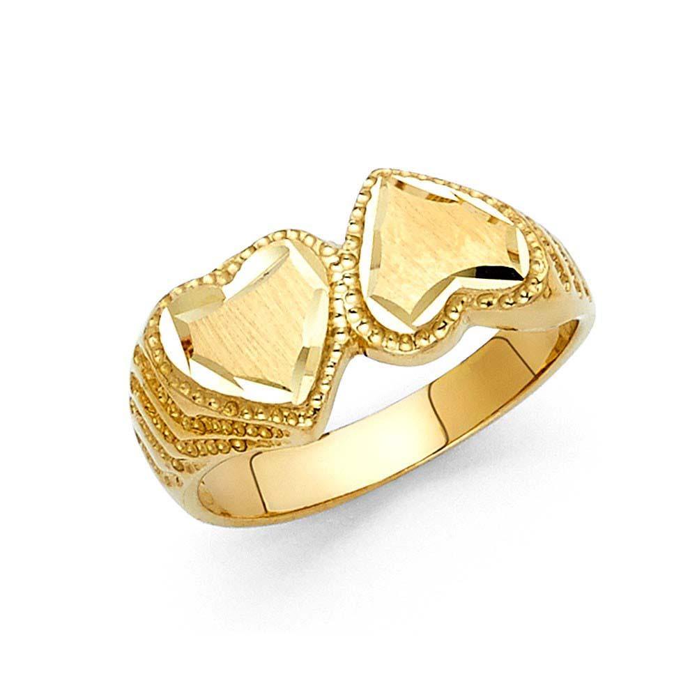 14K Yellow Gold 10mm Fancy Heart Ring - silverdepot