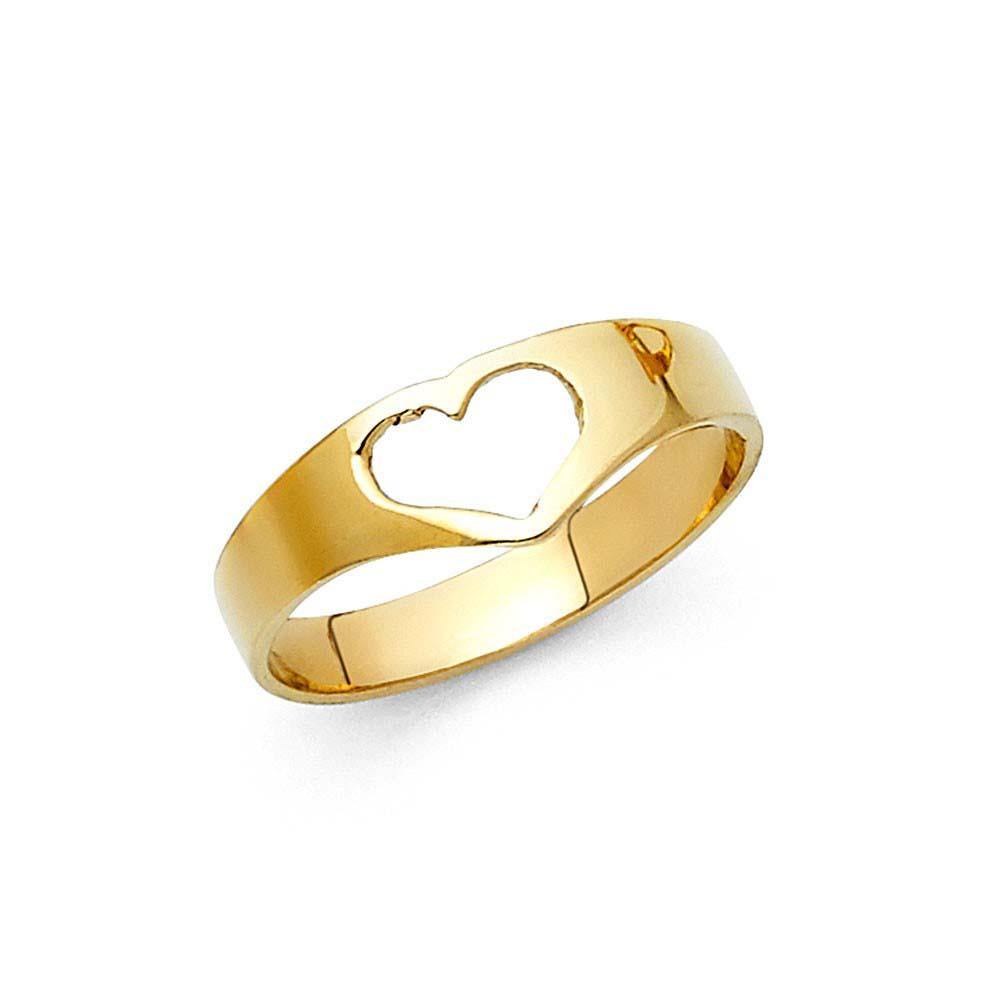 14K Yellow Gold 6mm Fancy Heart Ring - silverdepot