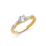 14K Yellow Gold 5mm Clear CZ Fancy Ring