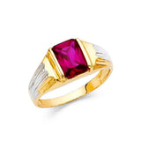 14K Yellow Gold 9mm Purple CZ Ring