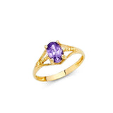 14K Yellow Gold Purple CZ FEB Birth Stone Babies Ring