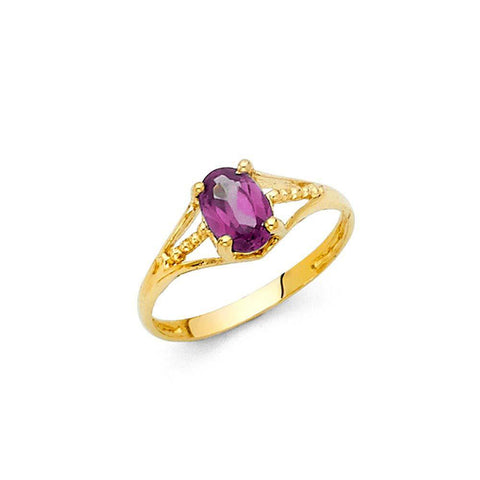 14K Yellow Gold Purple CZ JUN Birth Stone Babies Ring
