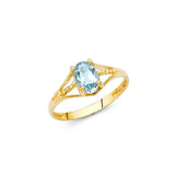 14K Yellow Gold Blue CZ MAR Birth Stone Babies Ring