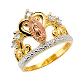 14K Tri Color Crown Ring