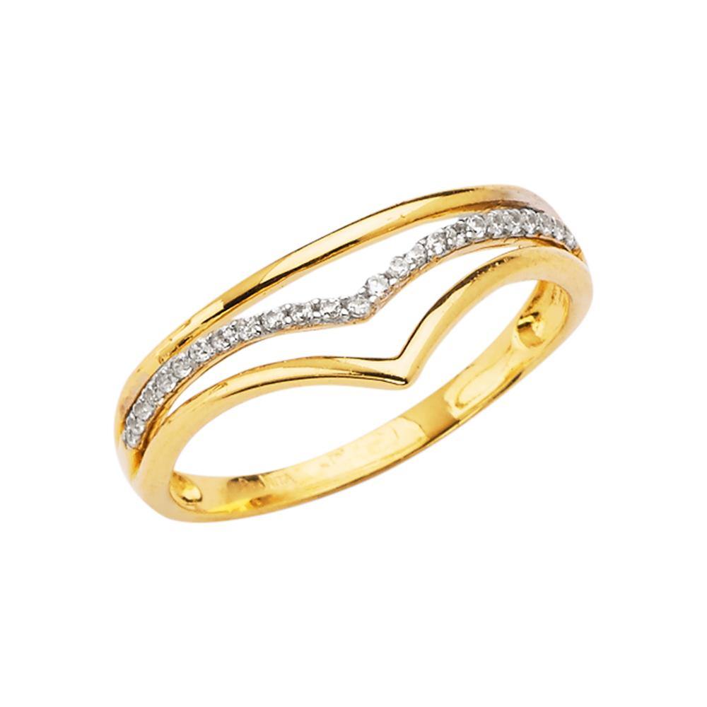 14K Yellow Gold Clear CZ Fancy Ring - silverdepot