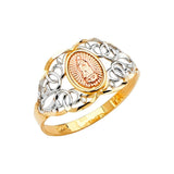 14K Tri Color Our Lady of Guadalupe Ring