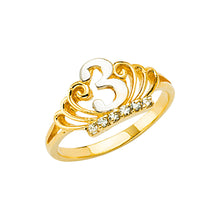 Load image into Gallery viewer, 14K Twotone 3Years Old Baby CZ Crown Ring 1.4grams