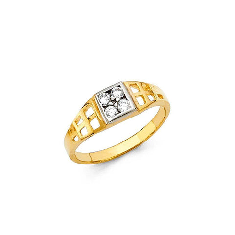 14K Yellow Gold 5mm CZ Babies Ring