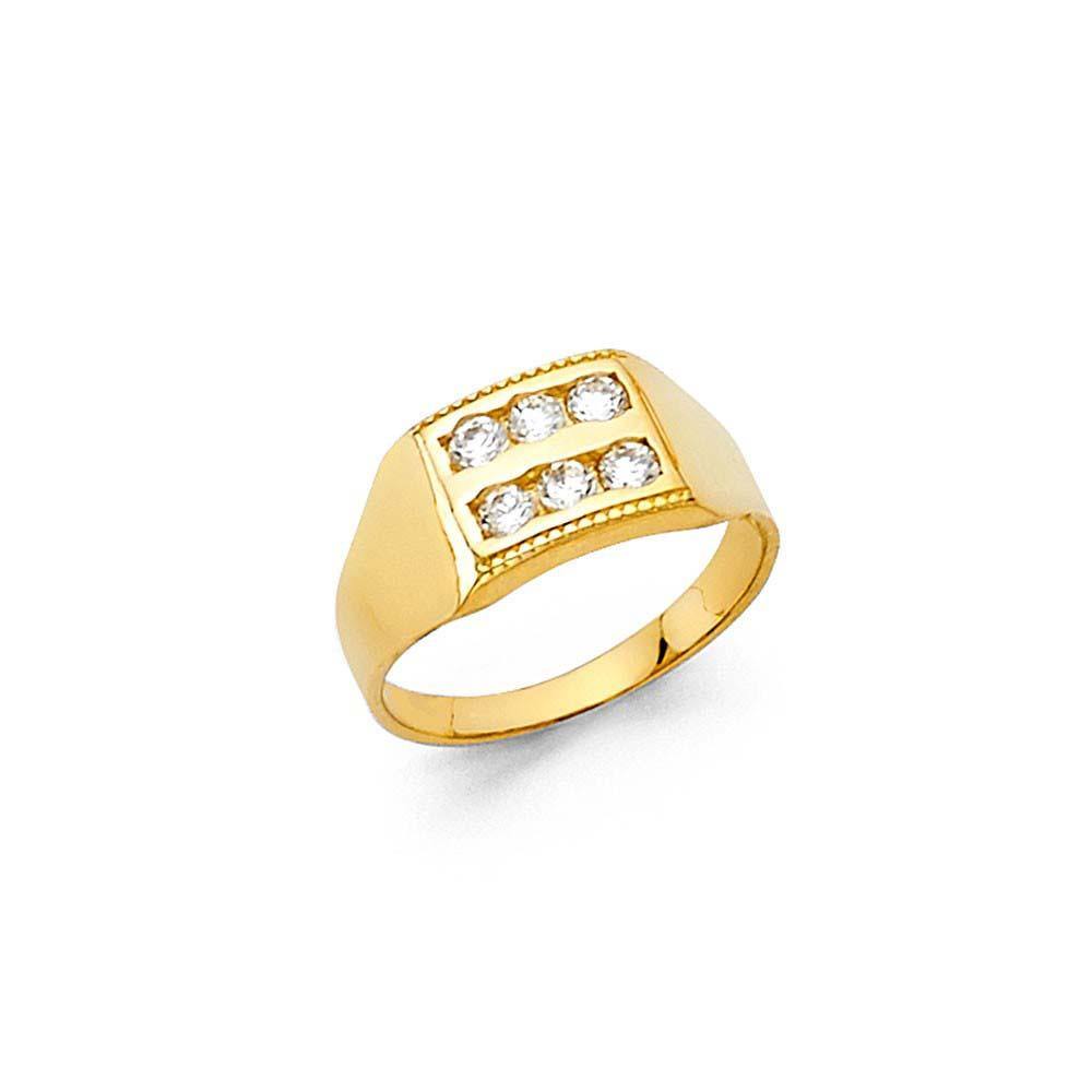 14K Yellow Gold 5mm CZ Babies Ring - silverdepot