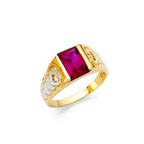 14K Yellow Gold 7mm Purple CZ Babies Ring