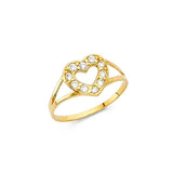 14K Yellow Gold 8mm CZ Heart Shape Babies Ring